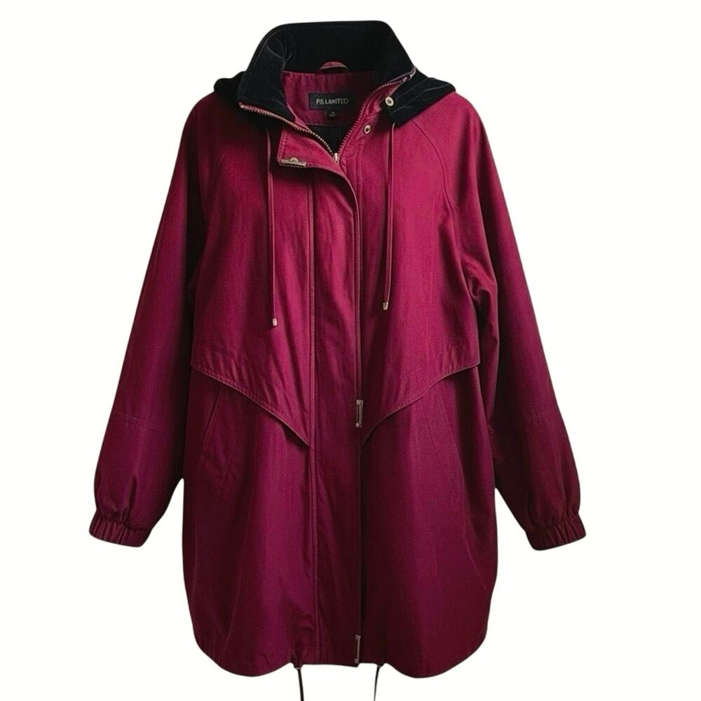 FS Limited Womens 1X Burgundy Anorak Parka Jacket Zip Out Liner Hooded Coat